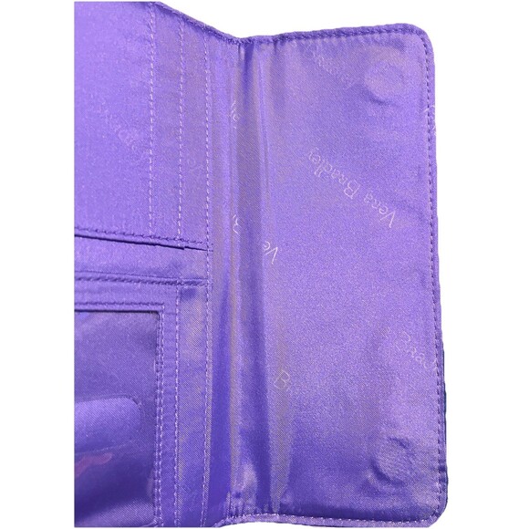 Vera Bradley Retired Floral Quilted Cotton Trifold Wallet Navy Purple Lining EUC - Picture 7 of 10